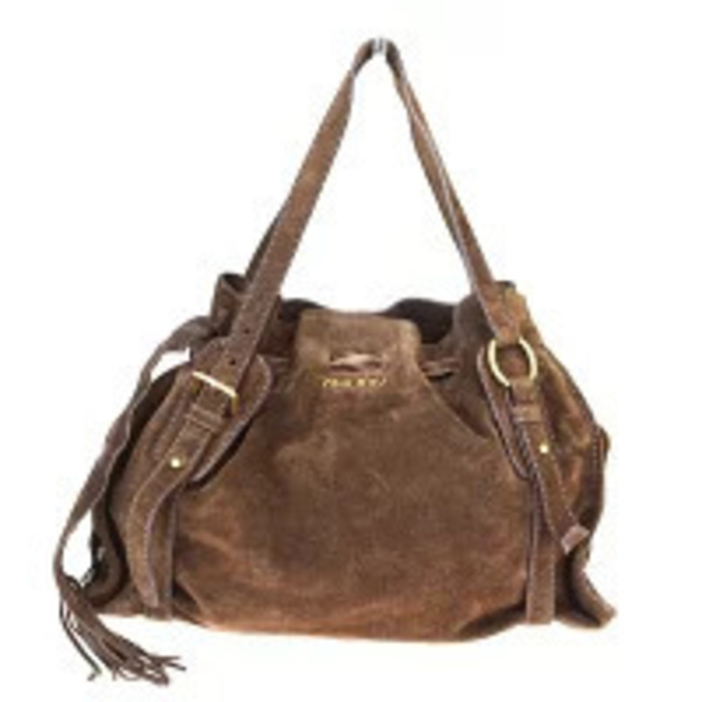Miu Miu Suede Shoulder Bag Brown